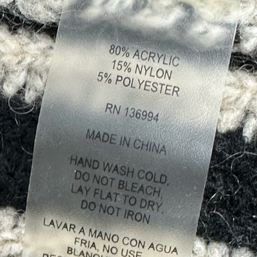 Sioni Open Front Cardigan Sweater Black White Women's Medium - Picture 6 of 6